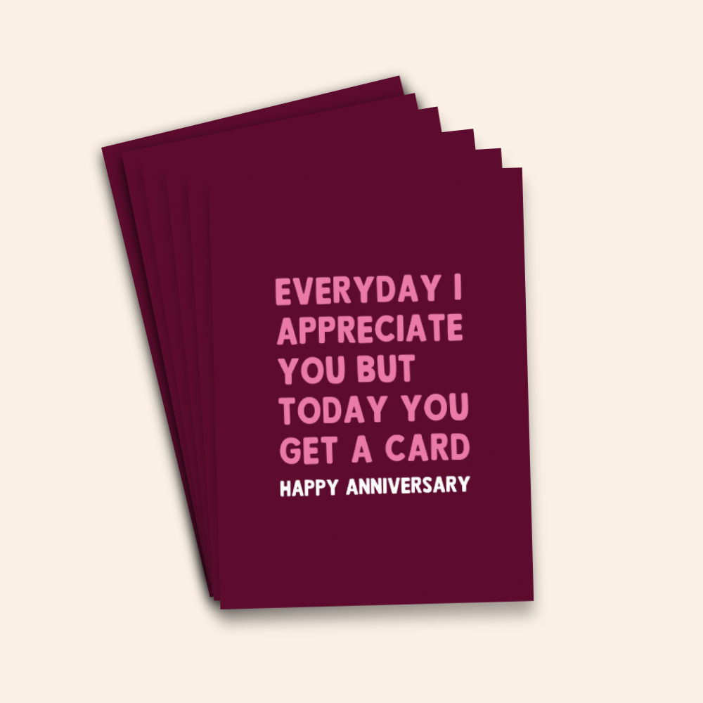 Everyday I Appreciate You Funny Anniversary Card Pack