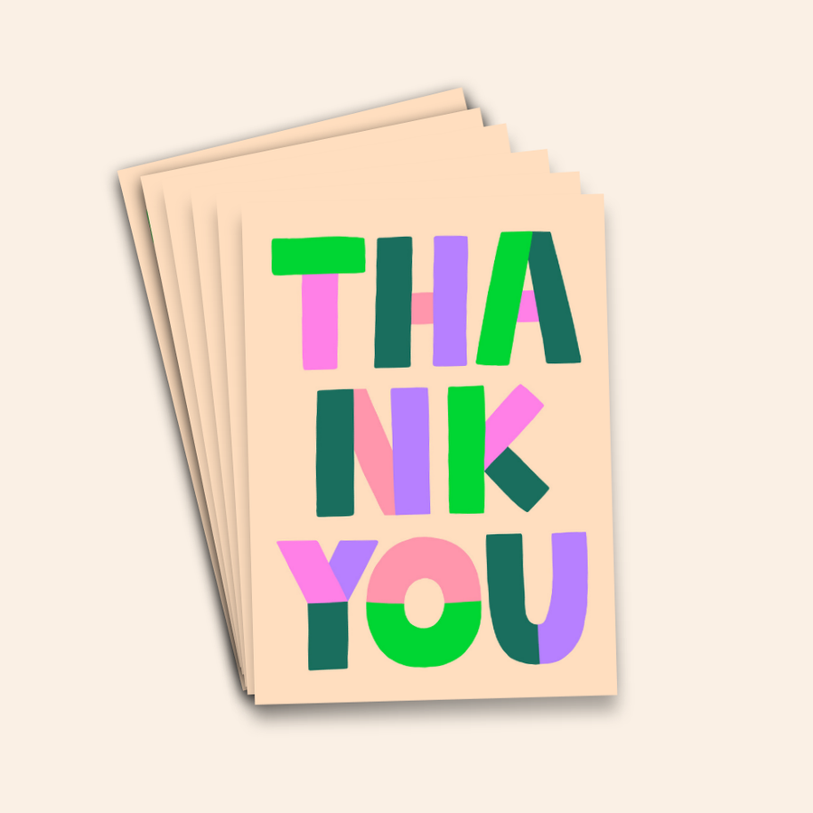 Colourful Typography Thank You Card Pack