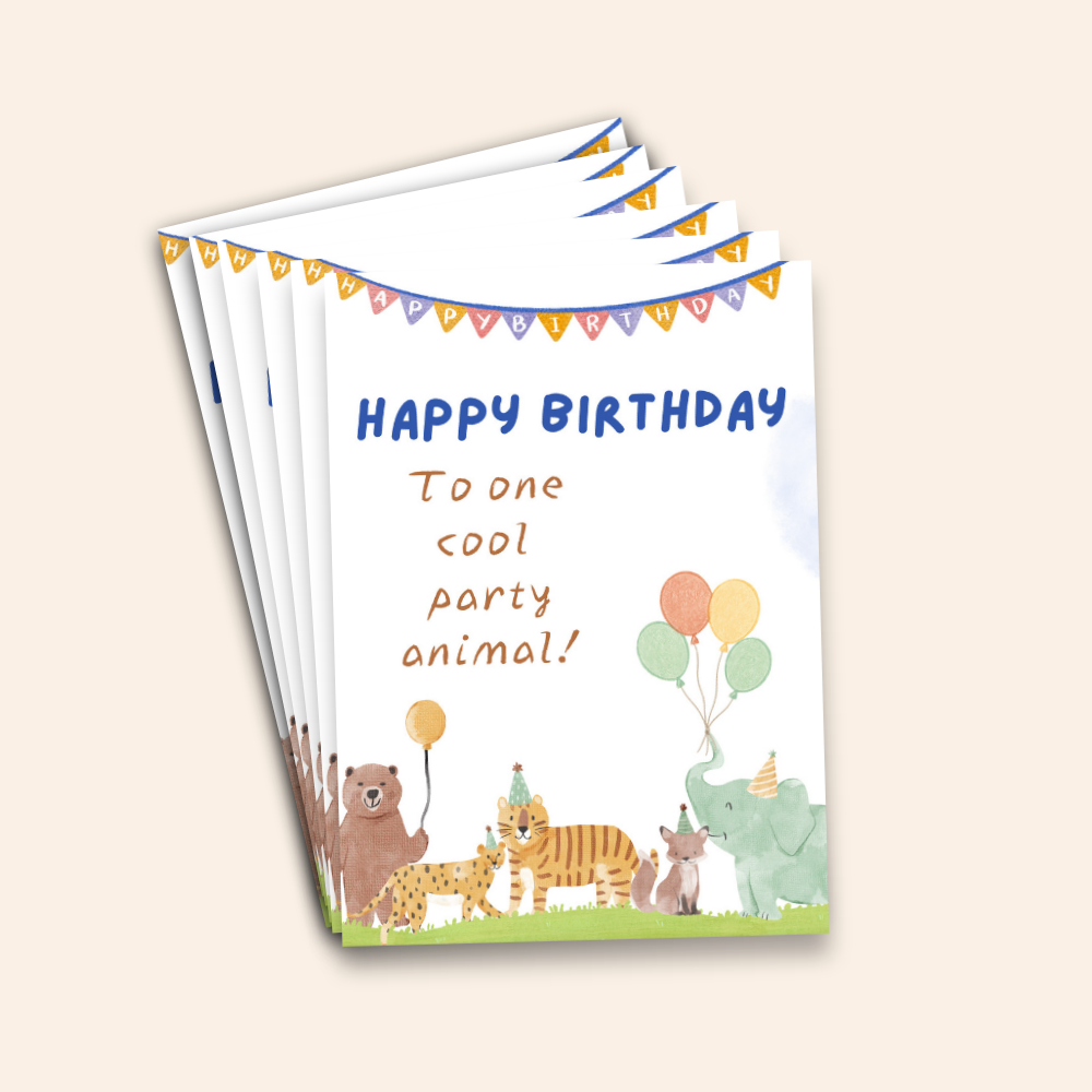 Happy Birthday Cool Party Animal Card Pack