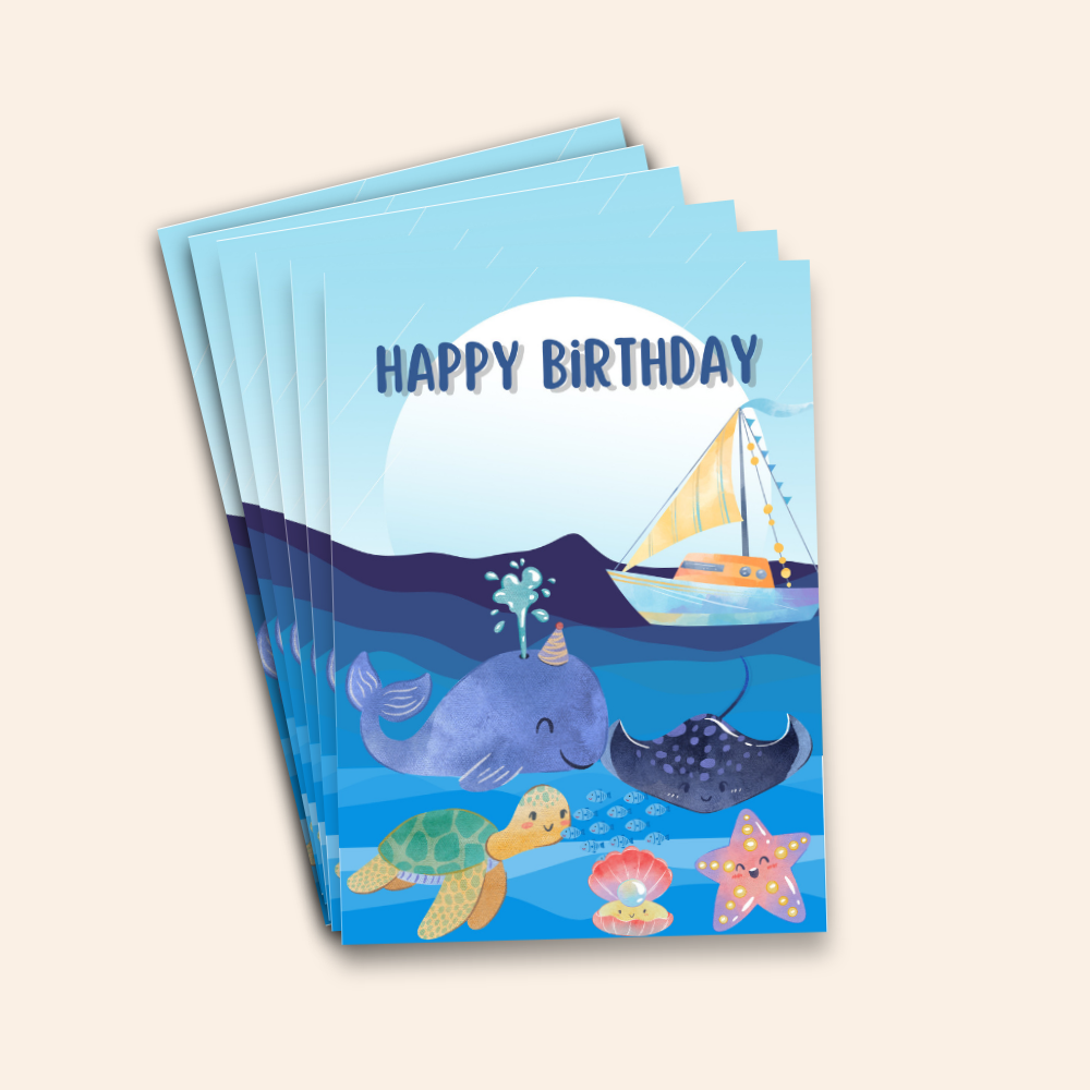 Under the Sea Animals Birthday Card Pack
