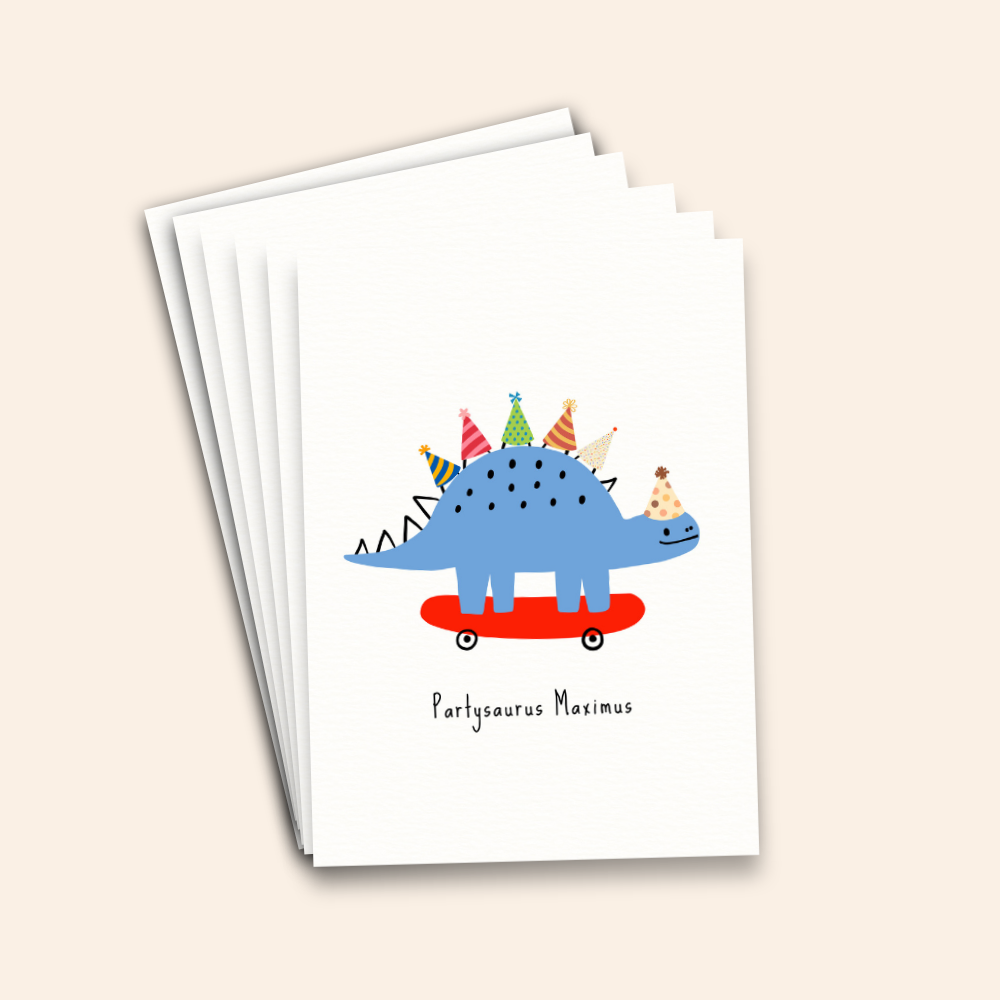 Partysaurus Maximus Kids Birthday Card Pack