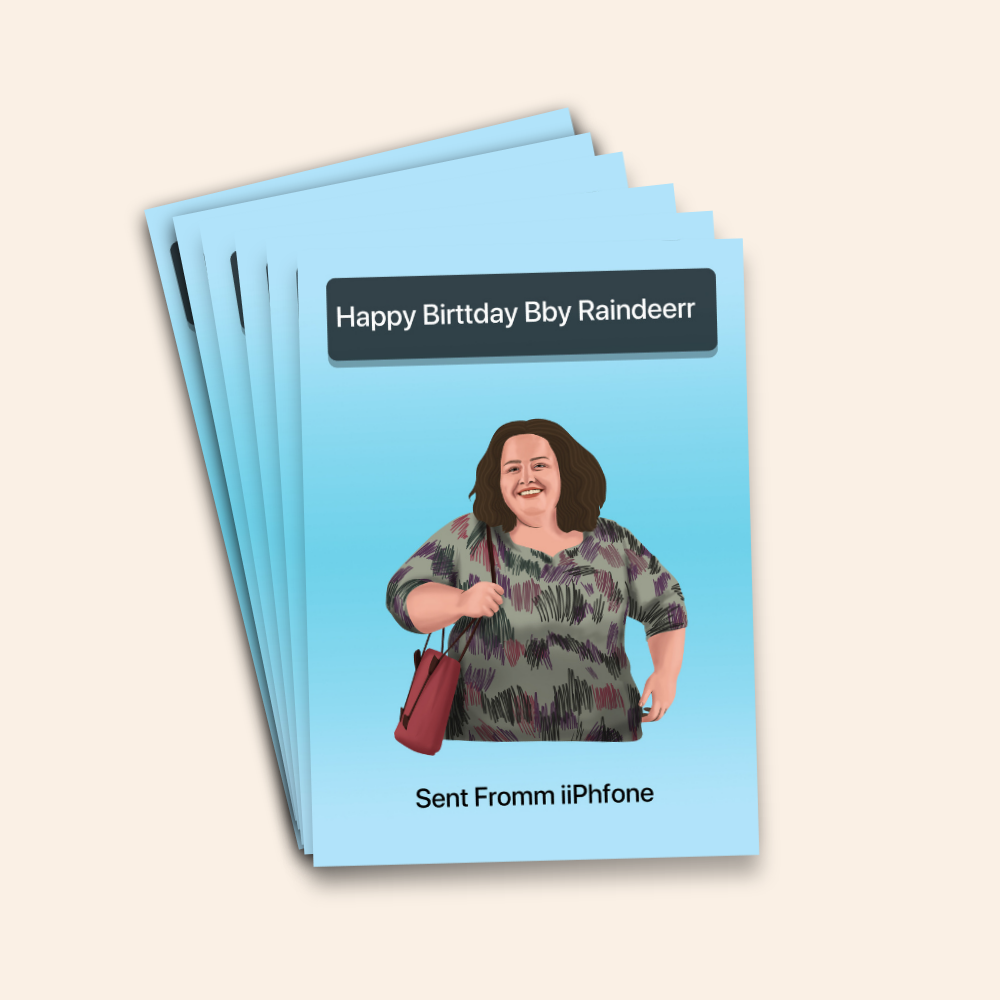 Happy Birthday Bby Raindeerr Funny Card Pack