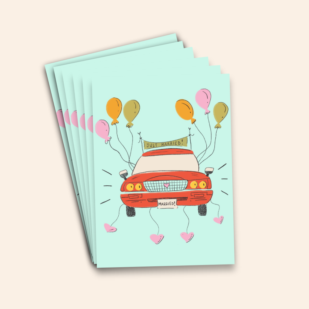Just Married Car - Wedding Card Pack