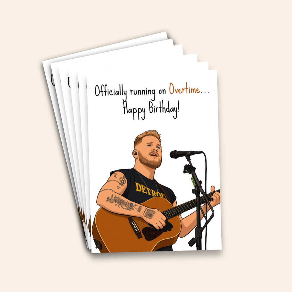 Officially Running on Overtime - Zach Bryan Inspired Birthday Card Pack