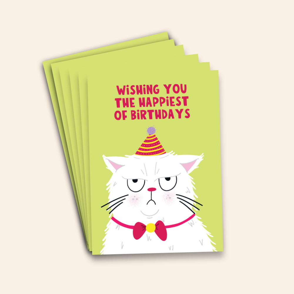 Funny Grumpy Cat Birthday Card Pack
